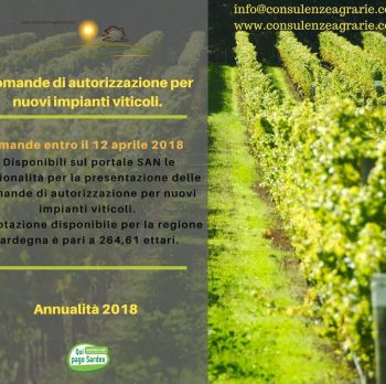 Autorizzazione Nuovi impianti Viticoli 2018